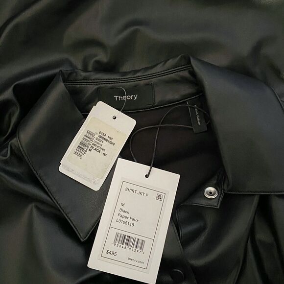 Theory Shirt Jacket in Faux Leather size M - Picture 9 of 10